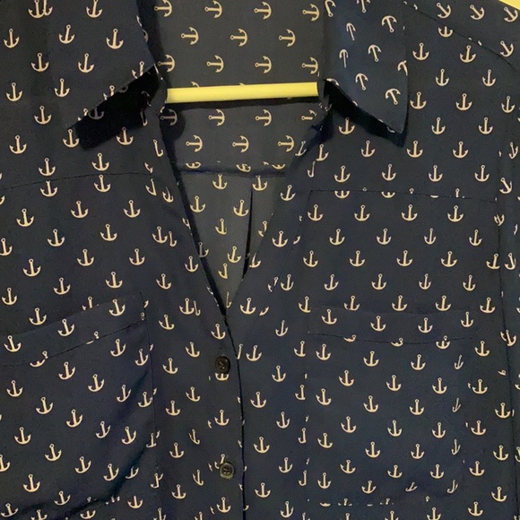 Express Portofino button-down navy size M - Picture 4 of 7
